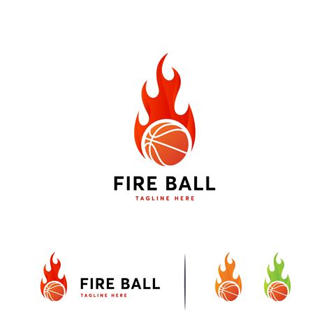 Plantilla de diseños de logotipo de pelota de baloncesto de fuego, plantilla de logotipo de tiro ...