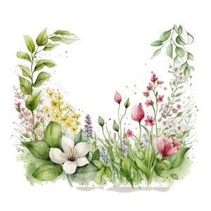 10 Watercolor Spring Border Clipart Jpgs,commercial Use,digital Download,card Making, Mixed ...