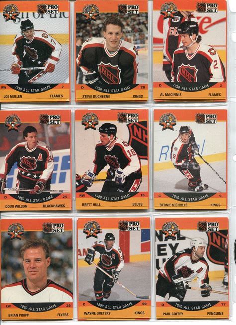 1990 ALL STAR HOCKEY CARDS, 2 SHEETS,( MIKE GARTELL, CHRIS CHELIOS, BRETT HULL, WAYNE GRETZKY ...