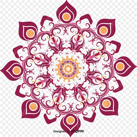 Ornate PNG Transparent, Red Ornate Flower Pattern Vector Vector, Flower Vector, Pattern Vector ...