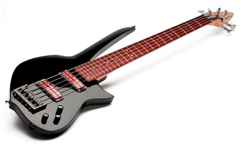 an electric guitar with black body and red neck, on a white background ...