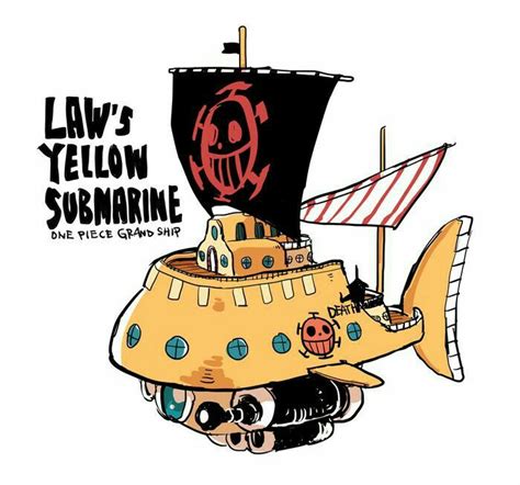 Law's Yellow Submarine, text, Jolly Roger, Heart Pirates; One Piece | One piece tattoos ...