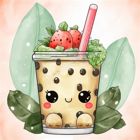 Premium AI Image | A cartoon drawing of a milkshake with a cute face.