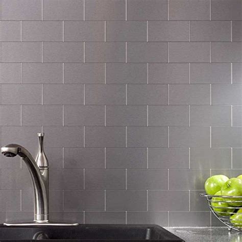 32-Pcs Peel and Stick Kitchen Backsplash, Adhesive Metal Tiles for Wall ...