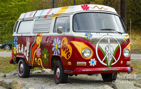 1960s Vw Hippie Van Photograph