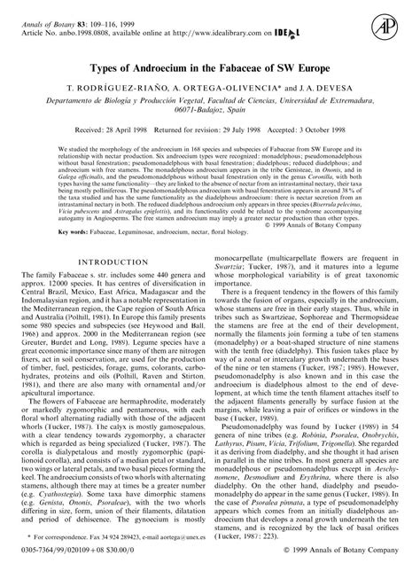 Types of Androecium in the Fabaceae of SW ... - Annals of Botany