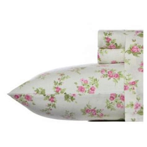 Laura Ashley Audrey Flannel Sheet Set Twin - Pink : Target