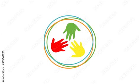 Colorful hand charity logo template symbol vector image Stock Vector | Adobe Stock