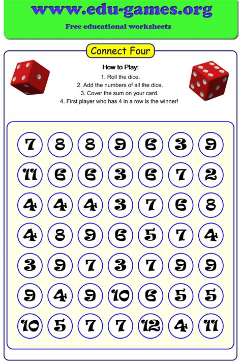 Printable Math Games With Dice