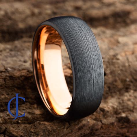 Gunmetal Wedding Band Mens Wedding Bands Rose Gold Male - Etsy