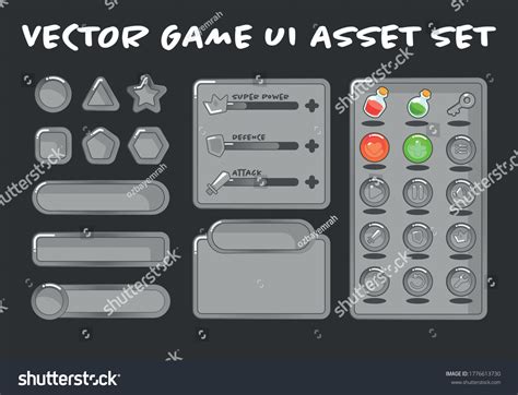 Vector Game Ui Asset Set Stock Vector (Royalty Free) 1776613730 ...