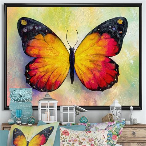 Bless international Bright Monarch Orange And Black Butterfly Framed On Canvas Painting | Wayfair