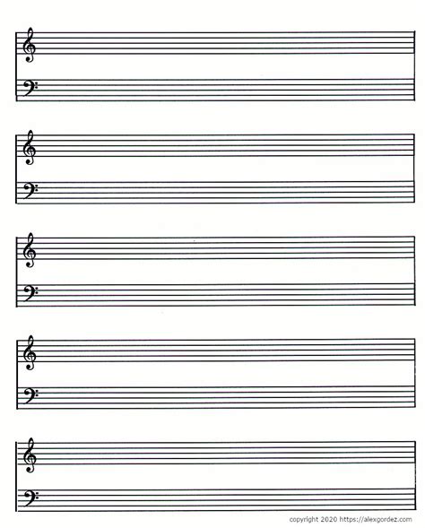 Alex Gordez Guitarist | Blank Printable Treble And Bass Clef Sheet Music - Alex Gordez