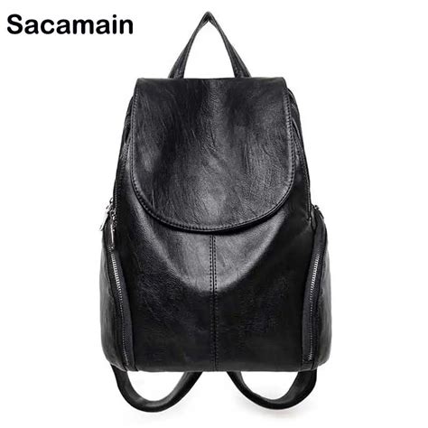 Sacamain Brand Feminine Backpack Fashion Women Genuine Leather ...