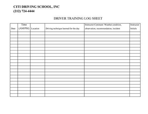 Printable Driver Daily Log Sheet Template - Printable Form, Templates and Letter