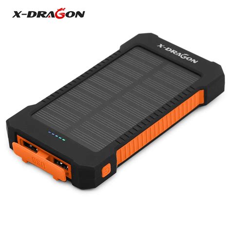 X DRAGON Solar Battery Charger 10000mAh portable Solar Charger for Mobile iPhone iPad Air mini ...