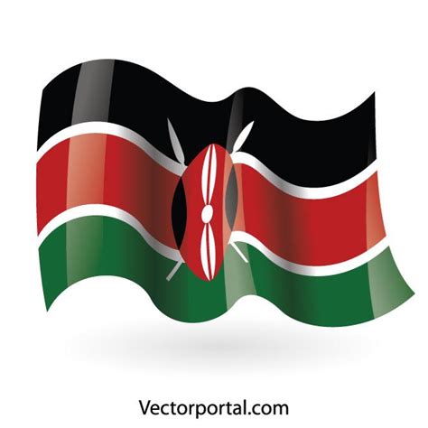 Kenya wavy flag Royalty Free Stock SVG Vector and Clip Art