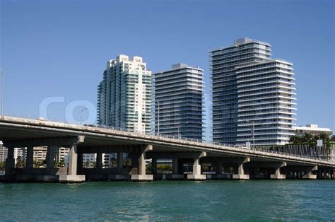 Downtown Miami with the Biscayne Bay Bridge in foreground, Florida USA | Stock image | Colourbox