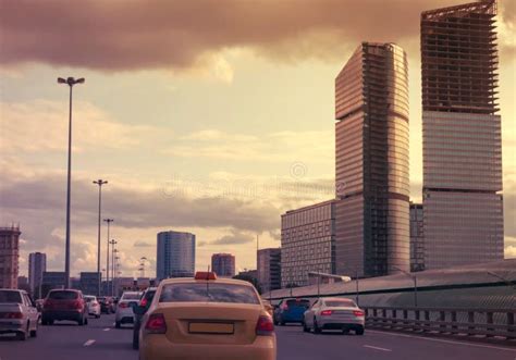 The Traffic Jam on a City Road Stock Photo - Image of slow, street ...