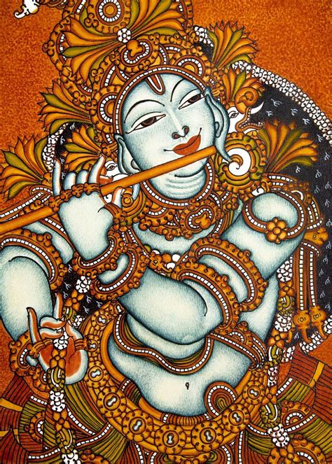 Sri Krishna - Traditional Kerala Mural Painting Painting by Anila ...