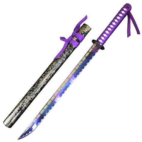 Buy Yongli Purple High Manganese Steel Blade Katana Japanese Samurai with Delicate Floral Design ...