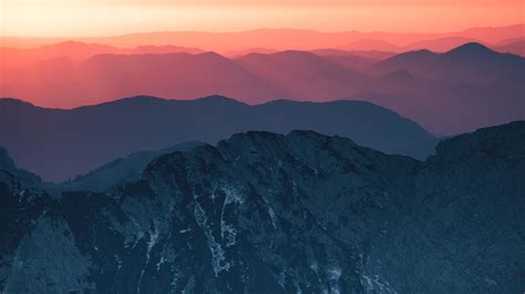 Download wallpaper 3840x2160 calm, horizon, sunset, mountains 4k ...