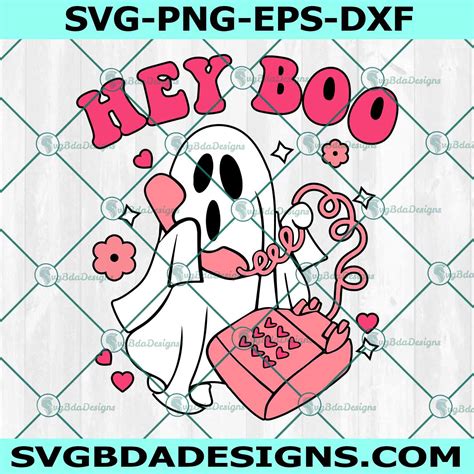 Hey Boo Svg, Cute Ghost Svg, Ghost Halloween Svg - SvgBdaDesigns