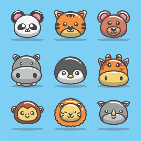 Cute Animal Icon Collection 2368825 Vector Art at Vecteezy