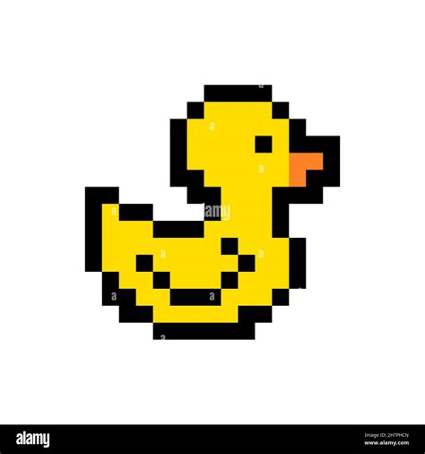 Yellow duck pixel art icon isolated on white Stock Vector Image & Art ...