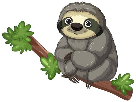 Free Vector | Cheerful sloth hanging on a branch