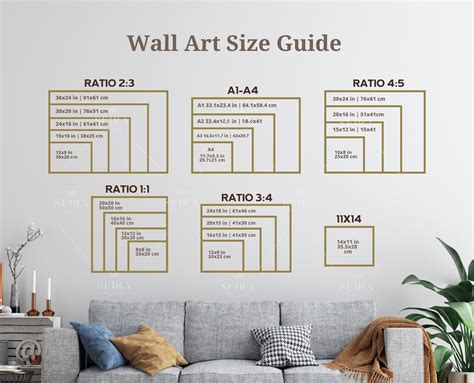 Landscape Wall Art Size Guide, Standard Frame Sizes Guide, Living Room Frame Sizes, Poster Sizes ...