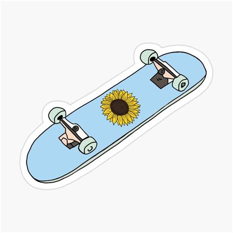 "Aesthetic Blue Pastel Sunflower Skateboard " Sticker for Sale by CaitlinCerys | Preppy stickers ...