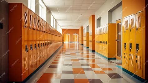 Premium AI Image | Modern Corridor of an American School with Lockers