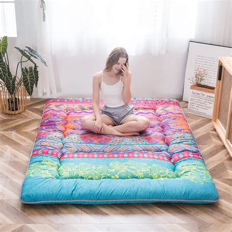 Buy MAXYOYO Bohemian Retro Floor Mattress Boho Floral Style Japanese Futon Mattress Tatami Floor ...