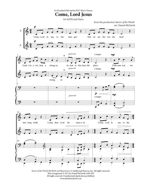 Come, Lord Jesus (SATB) - Daniel McDavitt