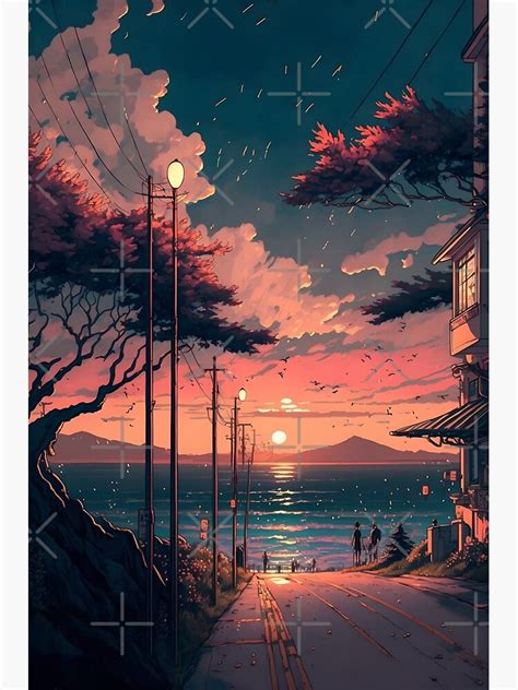 "Aesthetic Anime Sunset Background Artwork #4" Poster for Sale by Umairuem | Redbubble