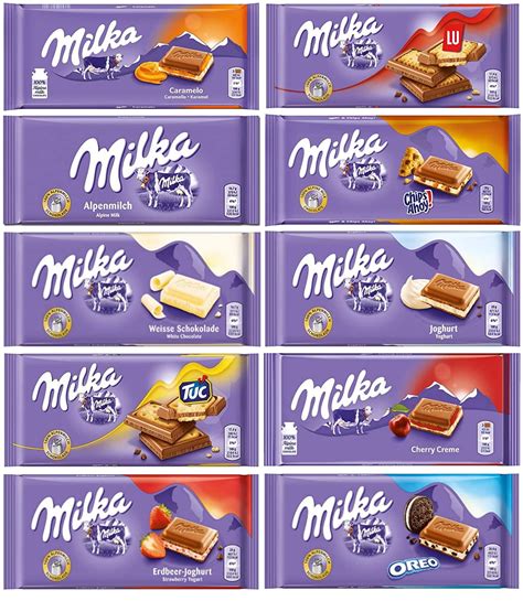 Milka Chocolate milk |Assortment Variety Pack of 10 bars| Full Size Bars 3.5 Oz | - Randomly ...