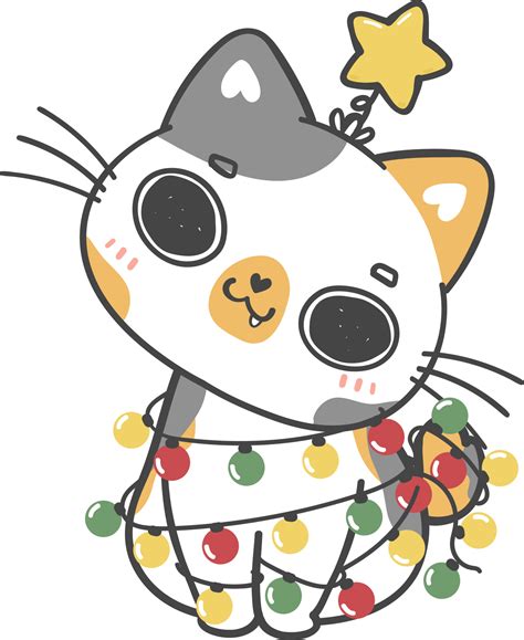 cute Christmas cat tree cartoon doodle hand drawing 13643591 PNG