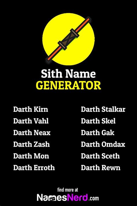 Sith Name Generator in 2022 | Sith names, Sith, Name generator