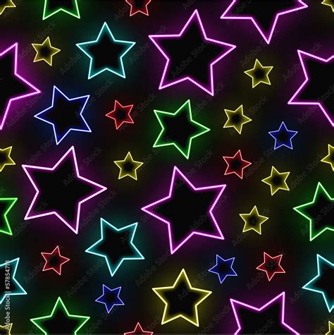 Seamless neon stars background Stock Vector | Adobe Stock