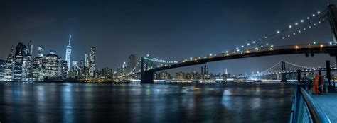 Premium Photo | New york cityscape night view from brooklyn