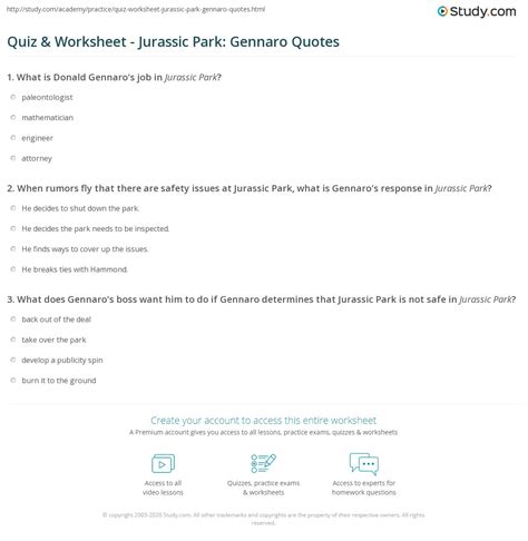 Quiz & Worksheet - Jurassic Park: Gennaro Quotes | Study.com