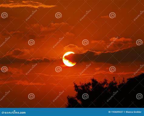 Deep Bright Orange Sunset Silhouette Stock Image - Image of bright, deepbright: 193609437