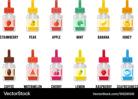 E-liquid flavors vaping juice or vape signs Vector Image