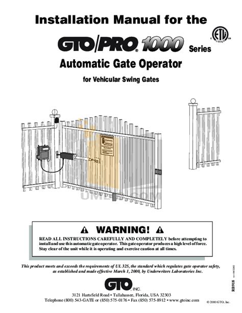 Gate Opener: Gto Gate Opener Manual