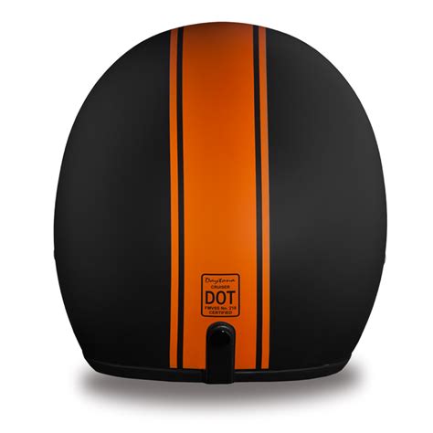 DOT Orange Stripe 3/4 Open Face Motorcycle Helmet