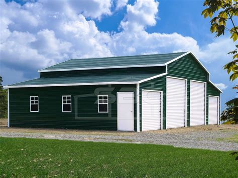 Metal Barn Steel Building Shop 4 Car Garage Barn with Lean-tos 44x31 FREE SET-UP | eBay