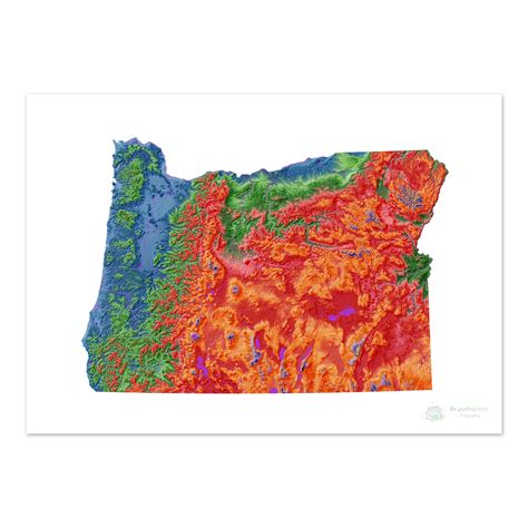 Oregon - Elevation map, white - Fine Art Print – Grasshopper Geography