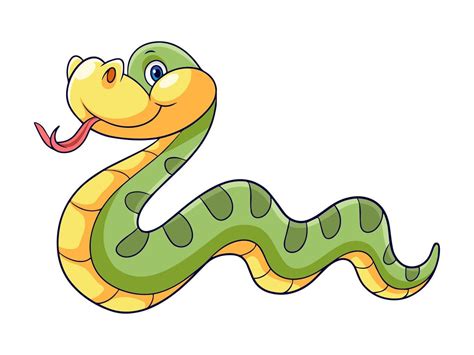 Cute green anaconda snake cartoon on white background 13076927 Vector Art at Vecteezy