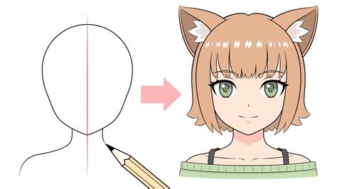 How to Draw Anime Cat Girl (Line by Line With Proportions) - YouTube